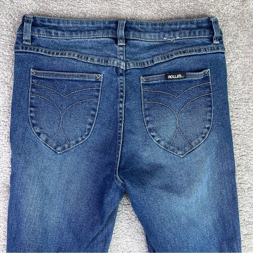 Rolla's Jeans Women’s 30 Blue Skinny High Rise Dark Wash Ripped - Picture 4 of 13